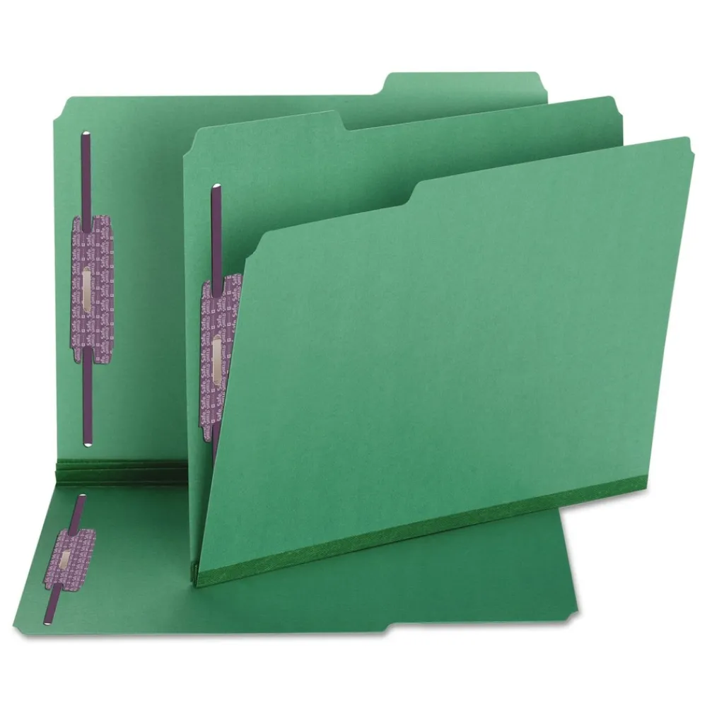 Online 2 in. Expansion Colored Pressboard Folders with 2 SafeSHIELD Coated Fasteners - Letter Size/Green (25/Box) Filing & Folders
