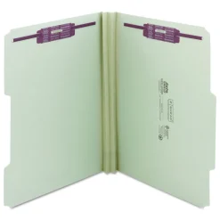 New 2 in. Expansion 2/5-Cut Two SafeSHIELD Coated Fasteners Letter Size Recycled Pressboard Folders - Gray-Green (25/Box) Filing & Folders