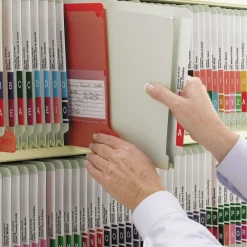 Sale 1 in. Expansion End Tab Pressboard Classification Folders with 2 SafeSHIELD Coated Fasteners - Letter Size/Gray-Green (25/Box) Filing & Folders