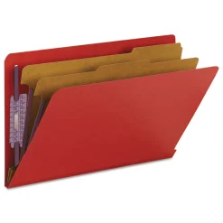 2 in. Expansion End Tab Pressboard Classification Folders - Bright Red/Legal Size (10/Box) Filing & Folders