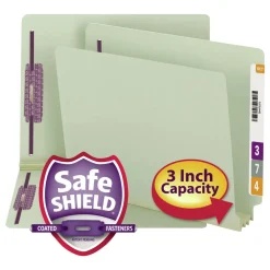 Discount 3 in. Expansion End Tab Pressboard Classification Folders with 2 SafeSHIELD Coated Fasteners - Letter Size/Gray-Green (25/Box) Filing & Folders