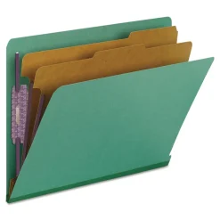 Discount 2 in. Expansion End Tab Pressboard Classification Folders with 6 SafeSHIELD Fasteners - Letter Size/Green (10/Box) Filing & Folders