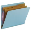 Clearance 2 in. Expansion End Tab Pressboard Classification Folders with 6 SafeSHIELD Fasteners - Letter Size/Blue (10/Box) Filing & Folders