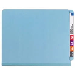 Clearance 2 in. Expansion End Tab Pressboard Classification Folders with 6 SafeSHIELD Fasteners - Letter Size/Blue (10/Box) Filing & Folders
