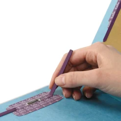 Clearance 2 in. Expansion End Tab Pressboard Classification Folders with 6 SafeSHIELD Fasteners - Letter Size/Blue (10/Box) Filing & Folders