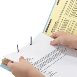 Clearance 2 in. Expansion End Tab Pressboard Classification Folders with 6 SafeSHIELD Fasteners - Letter Size/Blue (10/Box) Filing & Folders