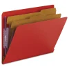 2 in. Expansion End Tab Pressboard Classification Folders with 6 SafeSHIELD Fasteners - Letter Size/Bright Red (10/Box) Filing & Folders