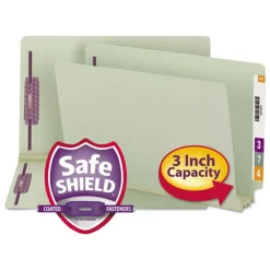 Discount 3 in. Expansion End Tab Pressboard Classification Folders with 2 SafeSHIELD Coated Fasteners - Legal Size/Gray-Green (25/Box) Filing & Folders