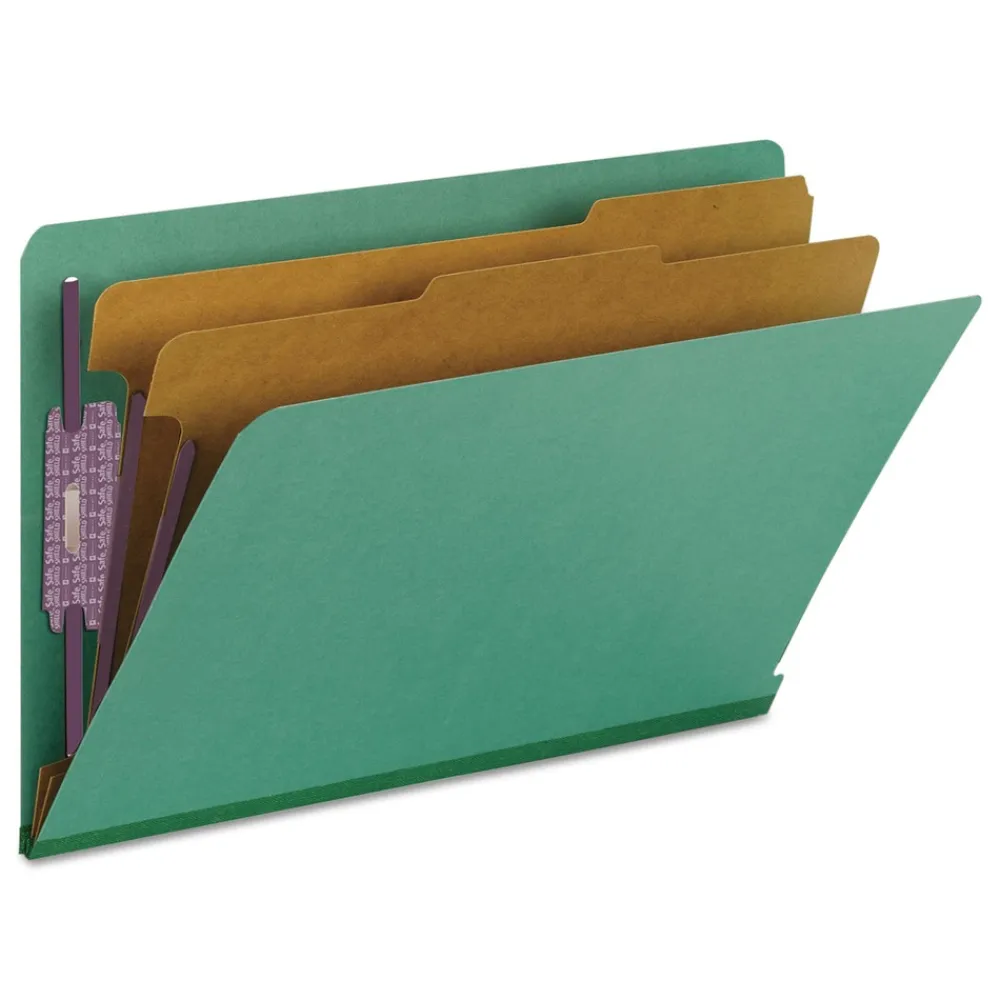 Discount 2 in. Expansion End Tab Pressboard Classification Folders - Green/Legal Size (10/Box) Filing & Folders