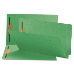 Outlet 0.75 in. Expansion Heavyweight Colored End Tab Fastener Folders - Green Exterior/Legal Size (50/Box) Filing & Folders