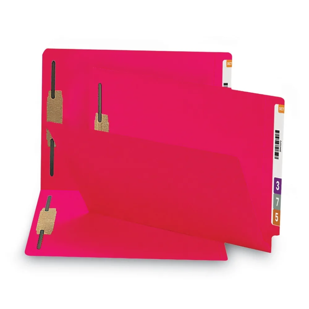 Online 0.75 in. Expansion Heavyweight Colored End Tab Fastener Folders - Red Exterior/Legal Size (50/Box) Filing & Folders
