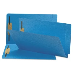 Clearance 0.75 in. Expansion Heavyweight Colored End Tab Fastener Folders - Blue Exterior/Legal Size (50/Box) Filing & Folders