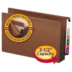 New 3.5 in. Expansion Heavy-Duty End Tab TUFF Pockets - Redrope/Legal Size (10/Box) Filing & Folders