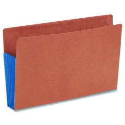 New 5.25 in. Expansion Legal Size Fully Lined 6.5 in. High Gussets Drop-Front End Tab File Pockets - Redrope/Blue (10/Box) Filing & Folders