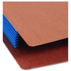 New 5.25 in. Expansion Legal Size Fully Lined 6.5 in. High Gussets Drop-Front End Tab File Pockets - Redrope/Blue (10/Box) Filing & Folders