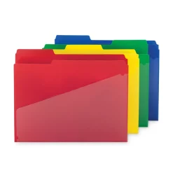 Sale 0.75 in. Expansion Letter Size Poly Colored File Folders with Slash Pocket - Assorted Colors (12/Pack) Paper & Printables