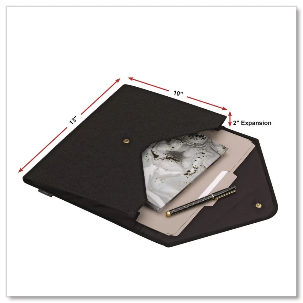 Hot 2 in. Expansion Letter Size Soft Touch Cloth Expanding Files - Black Cleaning & Janitorial Supplies