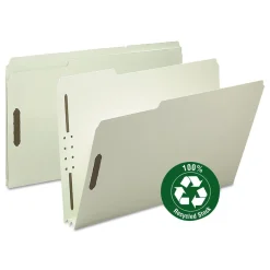 Online 2 in. Expansion Recycled Pressboard Fastener Folders - Gray-Green Exterior/Legal Size (25/Box) Filing & Folders