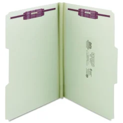 Online 1 in. Expansion Recycled Pressboard 1/3-Cut Tab Fastener Folders with Two SafeSHIELD Fasteners - Legal Size/Gray-Green (25/Box) Filing & Folders