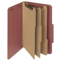 Hot 3 in. Expansion Recycled 3-Divider Pressboard Classification Folders, 8 Fasteners - Legal Size/Red Exterior (10/Box) Filing & Folders