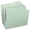 New 1 in. Expansion Recycled Pressboard Folders with 2 SafeSHIELD Fasteners - Letter Size/Gray-Green (25/Box) Filing & Folders