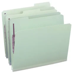 New 1 in. Expansion Recycled Pressboard Folders with 2 SafeSHIELD Fasteners - Letter Size/Gray-Green (25/Box) Filing & Folders