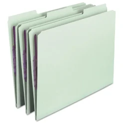 New 1 in. Expansion Recycled Pressboard Folders with 2 SafeSHIELD Fasteners - Letter Size/Gray-Green (25/Box) Filing & Folders