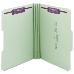 Clearance 3 in. Expansion Recycled Pressboard 1/3-Cut Tab Fastener Folders with Two SafeSHIELD Fasteners - Legal Size/Gray-Green (25/Box) Filing & Folders