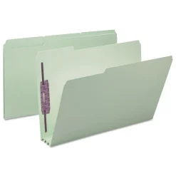 Clearance 3 in. Expansion Recycled Pressboard 1/3-Cut Tab Fastener Folders with Two SafeSHIELD Fasteners - Legal Size/Gray-Green (25/Box) Filing & Folders