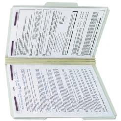 Clearance 3 in. Expansion Recycled Pressboard 1/3-Cut Tab Fastener Folders with Two SafeSHIELD Fasteners - Legal Size/Gray-Green (25/Box) Filing & Folders