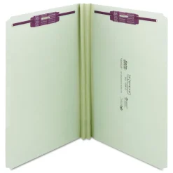 Best 2 in. Expansion Recycled Pressboard Fastener Folders with Two SafeSHIELD Fasteners - Legal Size/Gray-Green (25/Box) Filing & Folders