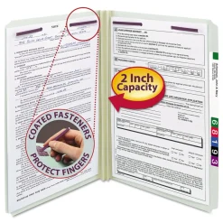 Best 2 in. Expansion Recycled Pressboard Fastener Folders with Two SafeSHIELD Fasteners - Legal Size/Gray-Green (25/Box) Filing & Folders