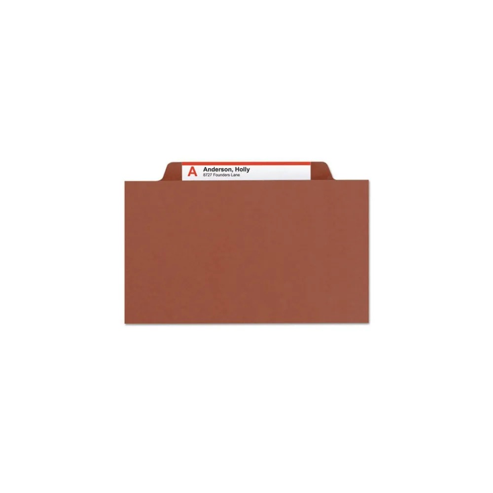6 SafeSHIELD Fasteners 2 Dividers Letter Size 6-Section Pressboard Top Tab Pocket Classification Folders - Red (10/Box) Filing & Folders