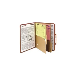 6 SafeSHIELD Fasteners 2 Dividers Letter Size 6-Section Pressboard Top Tab Pocket Classification Folders - Red (10/Box) Filing & Folders