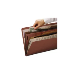 6 SafeSHIELD Fasteners 2 Dividers Letter Size 6-Section Pressboard Top Tab Pocket Classification Folders - Red (10/Box) Filing & Folders