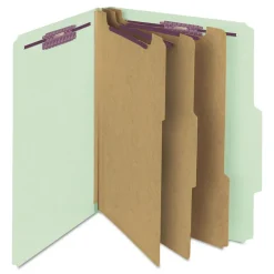 8 SafeSHIELD Fasteners 2/5-Cut Tabs 3 Dividers Letter Size Pressboard Classification Folders - Gray-Green (10/Box) Filing & Folders