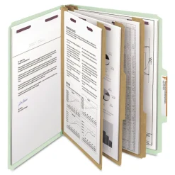 8 SafeSHIELD Fasteners 2/5-Cut Tabs 3 Dividers Letter Size Pressboard Classification Folders - Gray-Green (10/Box) Filing & Folders