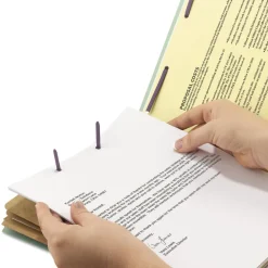 8 SafeSHIELD Fasteners 2/5-Cut Tabs 3 Dividers Letter Size Pressboard Classification Folders - Gray-Green (10/Box) Filing & Folders