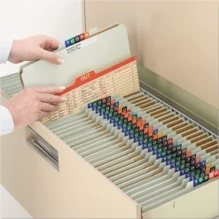 8 SafeSHIELD Fasteners 2/5-Cut Tabs 3 Dividers Letter Size Pressboard Classification Folders - Gray-Green (10/Box) Filing & Folders