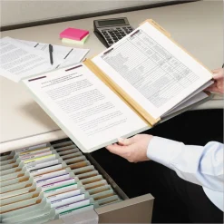 8 SafeSHIELD Fasteners 2/5-Cut Tabs 3 Dividers Letter Size Pressboard Classification Folders - Gray-Green (10/Box) Filing & Folders