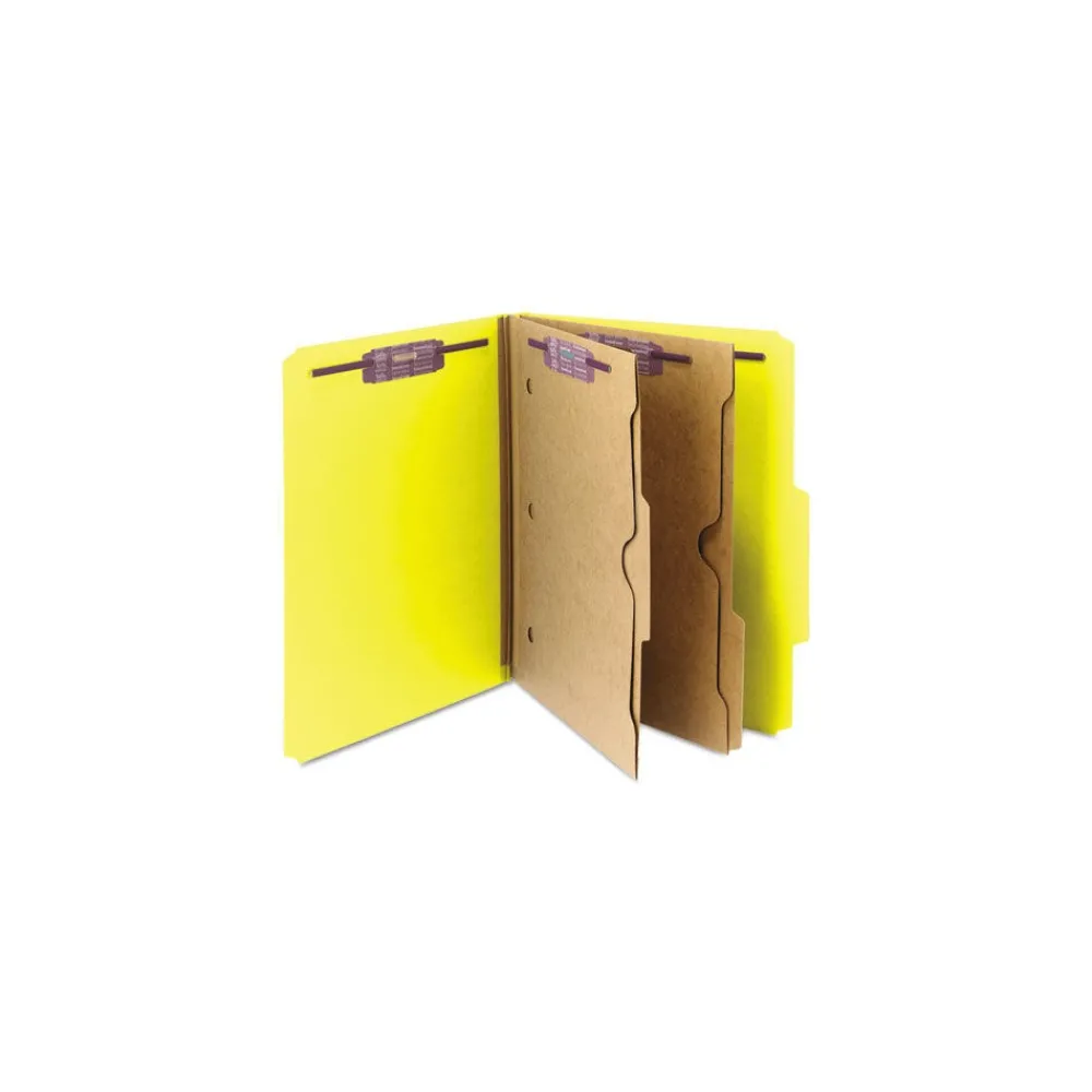 Hot 6 SafeSHIELD Fasteners 2 Dividers Letter Size 6-Section Pressboard Top Tab Pocket Classification Folders - Yellow (10/Box) Filing & Folders