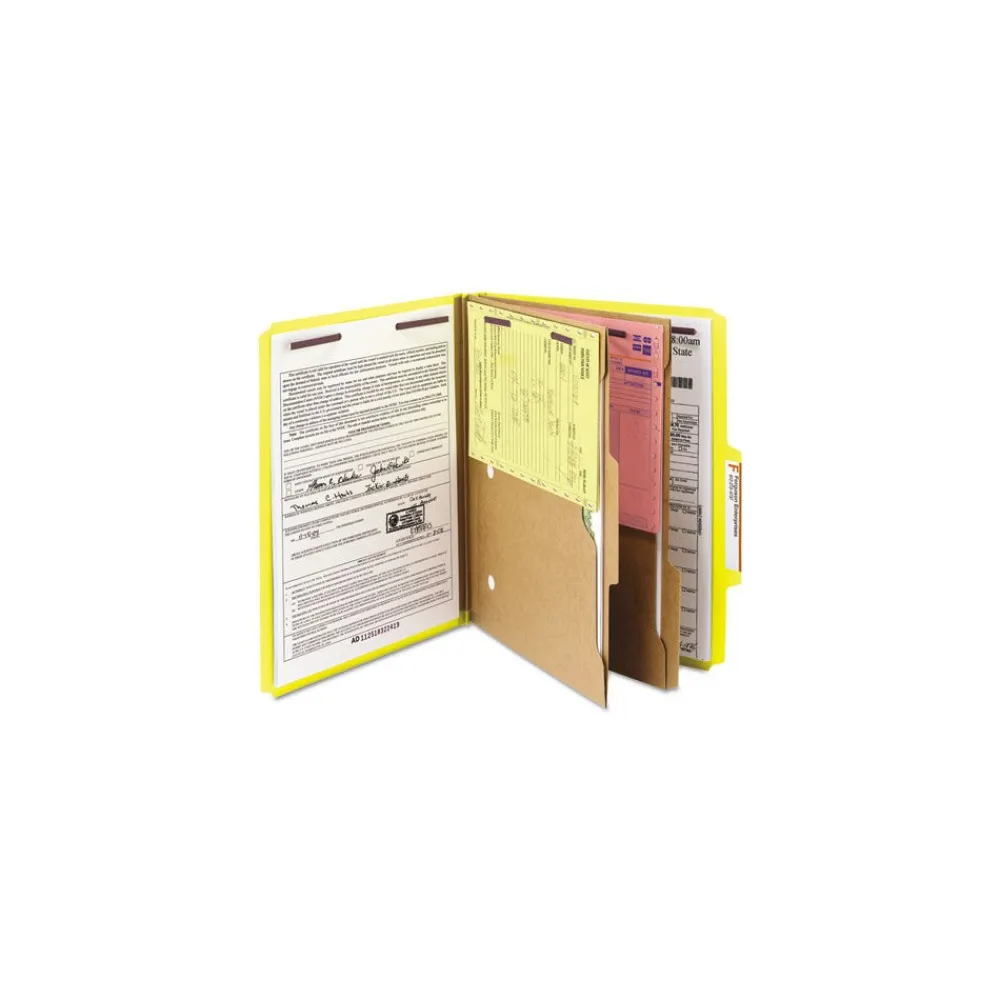 Hot 6 SafeSHIELD Fasteners 2 Dividers Letter Size 6-Section Pressboard Top Tab Pocket Classification Folders - Yellow (10/Box) Filing & Folders
