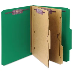Best 6 SafeSHIELD Fasteners 2 Dividers Letter Size 6-Section Pressboard Top Tab Pocket Classification Folders - Green (10/Box) Filing & Folders