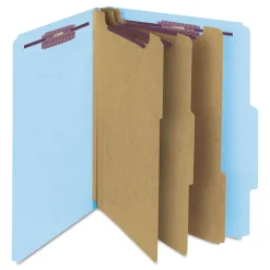 Discount 8 SafeSHIELD Fasteners 3 in. Expansion 3 Dividers Letter Size Pressboard Top Tab Classification Folders - Blue (10/Box) Filing & Folders
