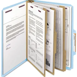 Discount 8 SafeSHIELD Fasteners 3 in. Expansion 3 Dividers Letter Size Pressboard Top Tab Classification Folders - Blue (10/Box) Filing & Folders