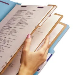 Discount 8 SafeSHIELD Fasteners 3 in. Expansion 3 Dividers Letter Size Pressboard Top Tab Classification Folders - Blue (10/Box) Filing & Folders