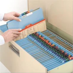 Discount 8 SafeSHIELD Fasteners 3 in. Expansion 3 Dividers Letter Size Pressboard Top Tab Classification Folders - Blue (10/Box) Filing & Folders