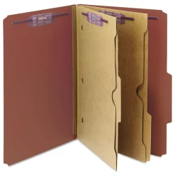Clearance 6 SafeSHIELD Fasteners 2 Dividers Legal Size 6-Section Pressboard Top Tab Pocket Classification Folders - Red (10/Box) Filing & Folders