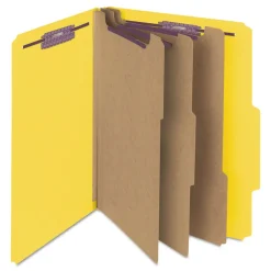 Online 8 SafeSHIELD Fasteners 3 Dividers Letter Size 8-Section Pressboard Top Tab Classification Folders - Yellow (10/Box) Filing & Folders
