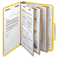 Online 8 SafeSHIELD Fasteners 3 Dividers Letter Size 8-Section Pressboard Top Tab Classification Folders - Yellow (10/Box) Filing & Folders